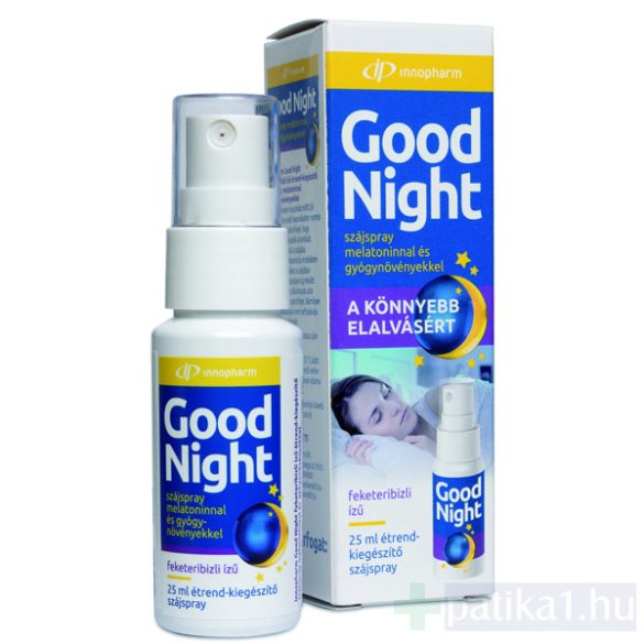 Innopharm Good Night feketeribizli ízű étrend-kiegészítő szájspray melatoninnal és gyógynövényekkel 25 ml