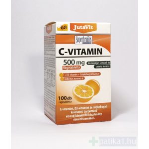 JutaVit C-vitamin 500mg 100 x narancs ízű rágótabletta C-vitamint, D3-vitamint és csipkebogyó kivonatot tartalmazó étrend-kiegészítő készítmény édesítőszerekkel