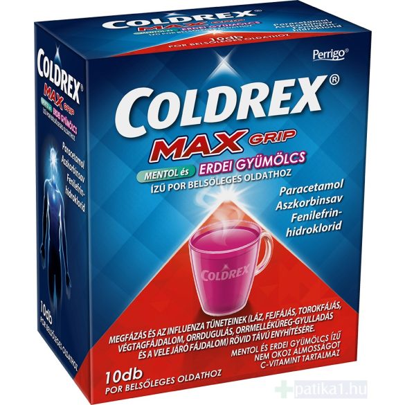 Coldrex MaxGrip mentol és erdei gyümölcs ízű por belsőleges oldathoz 10 db 