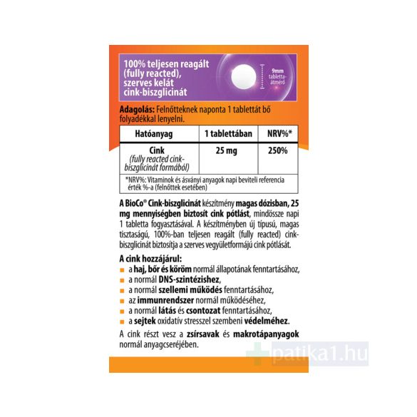 BioCo Cink-biszglicinát 25 mg 60x