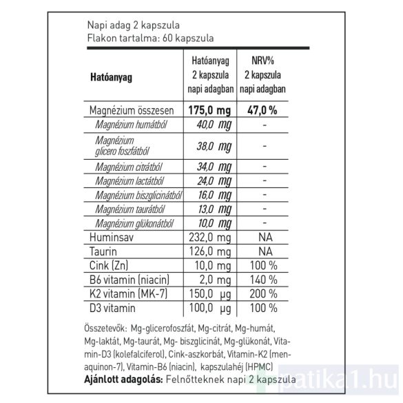 Magnézium 7  étrendkiegészítő kapszula 60x Hymato