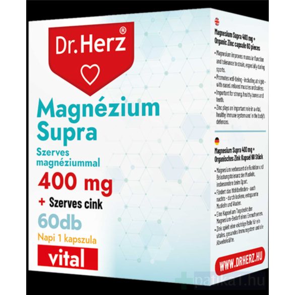 Dr. Herz Magnézium Supra + szerves cink 400 mg kapszula 60x