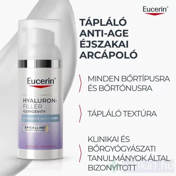 Eucerin Hyaluron-Filler + Longevity Epigenetic Éjszakai arcápoló 50 ml
