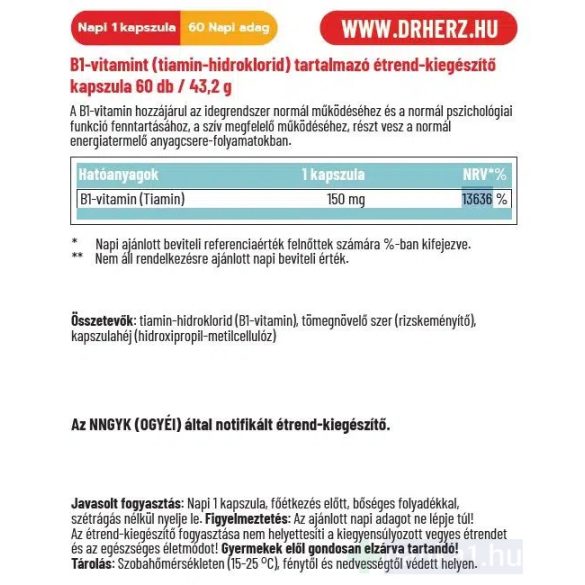 Dr. Herz B1-Vitamin 150 mg 60x