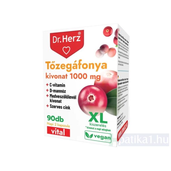 Dr. Herz Tőzegáfonya kivonat 1000mg kapszula doboz XL 90x