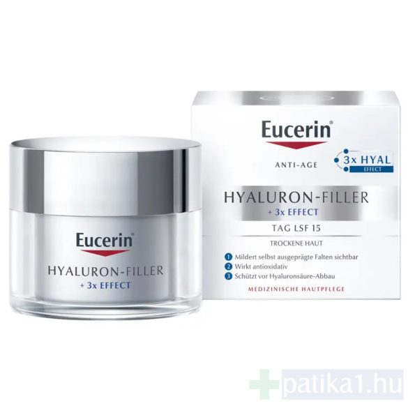 Eucerin Hyaluron Filler Ráncfeltöltő nappali arckrém száraz bőrre +3x Effect 50 ml