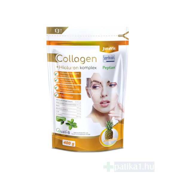 JutaVit Collagen + Hialuron Komplex 400 g kollagén italpor – Ananász ízben