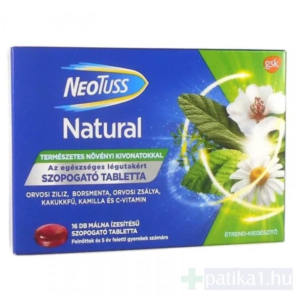 Neo Tuss Natural szopogató tabletta málna 16x