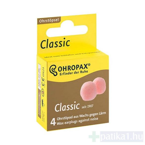 Füldugó Ohropax Classic füldugó akasztóval 4x (2 pár)