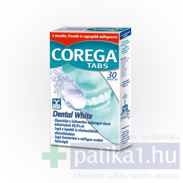 Corega Tabs Dental White tabletta fehérítő hatású 30 db