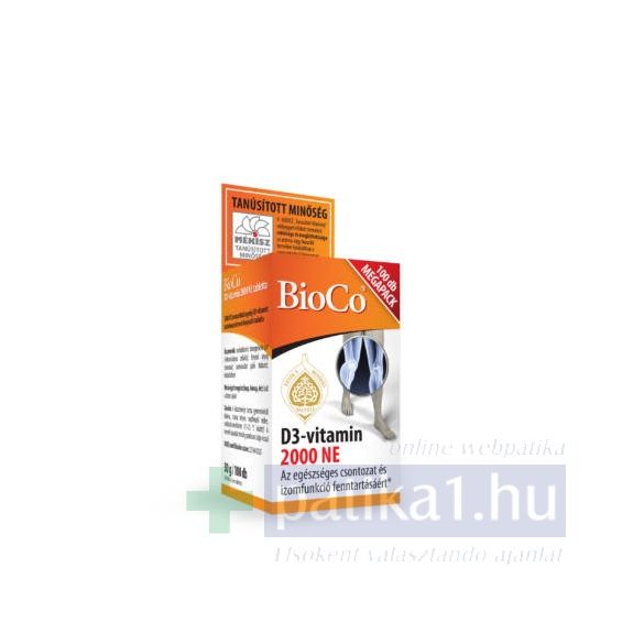 BioCo D3-vitamin 2000 NE étrendkiegészítő Megapack 100x tabletta