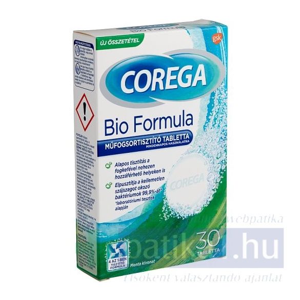 Corega Tabs Bio Formula műfogsortisztító tabletta 30 db