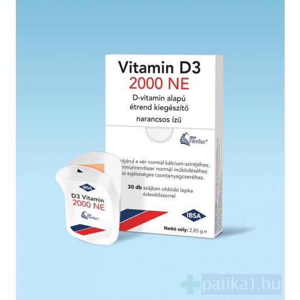 IBSA D3-vitamin 2000 NE szájban oldódó lapka narancsos 30x