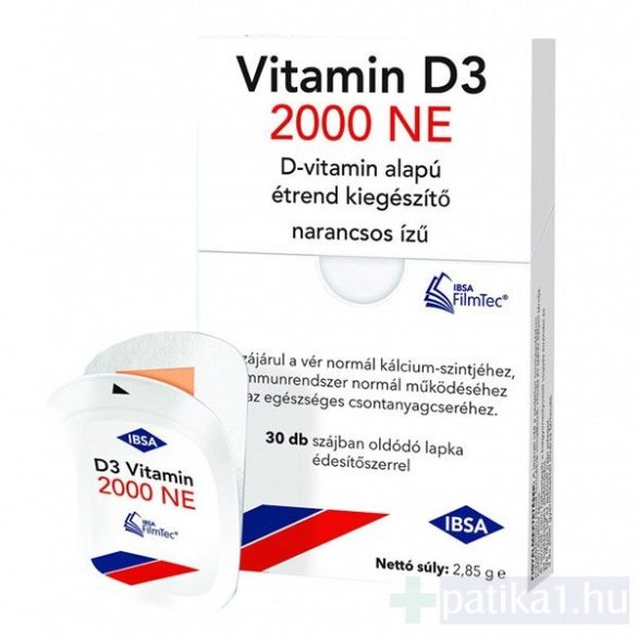 IBSA D3-vitamin 2000 NE szájban oldódó lapka narancsos 30x