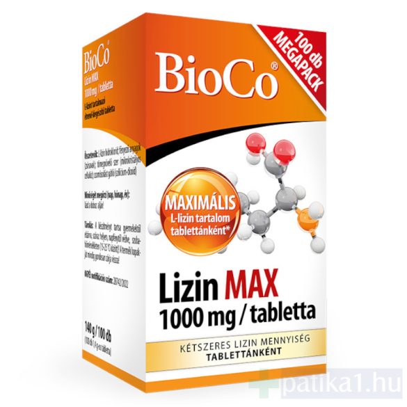 BioCo Lizin MAX 1000 mg étrendkiegészítő tabletta 100 x  megapack