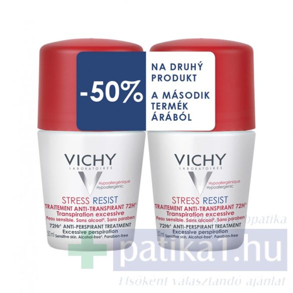 Vichy Stress Resist DUOPACK izzadságszabályozó dezodor - intenzív hatás - golyós piros kupakos 72 órás 2x50 ml
