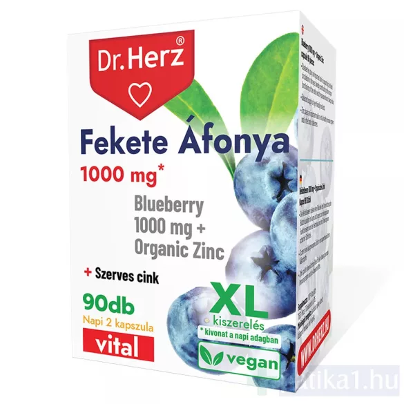 Dr. Herz Fekete áfonya 1000 mg + szerves cink kapszula XL 90x