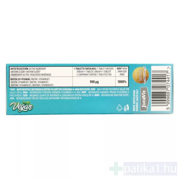JutaVit Biotin 900 mcg tabletta 100x B7-vitamin