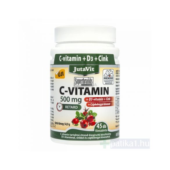 JutaVit C-vitamin 500 mg Csipkebogyó+D3+Cink retard filmtabletta 45x