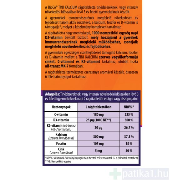 BioCo Tini kalcium rágótabletta 90x