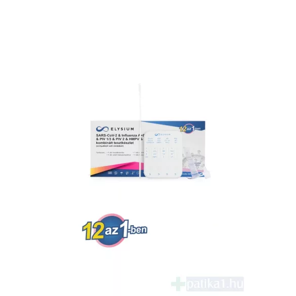 Elysium 12 az 1-ben SARS-CoV-2 & Influenza A+B & RSV & ADV & MP & PIV 1/3 & PIV 2 & HMPV & RhV & SP & LP kombinált gyorsteszt - 1 db tesztkészlet (orrlyuk)