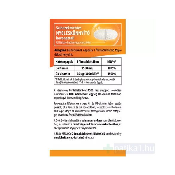 BioCo MEGA C+D DUO (1500 mg + 3000 NE) retard filmtabletta 100x