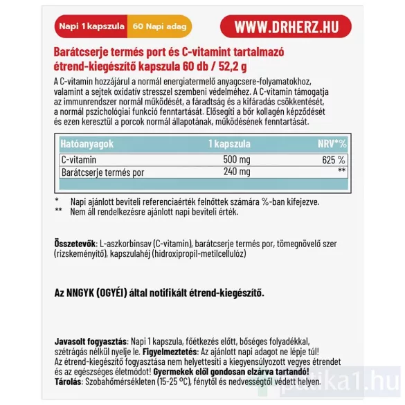 Dr. Herz Barátcserje kapszula 60x