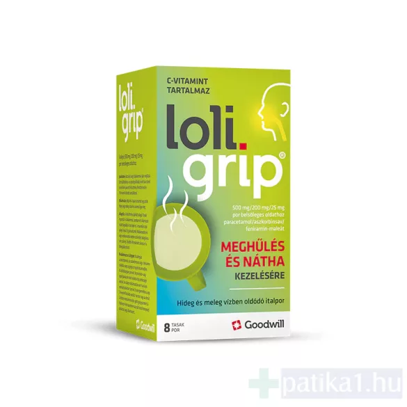 Loligrip 500mg/200 mg/25mg por belsőleges oldathoz 8x 