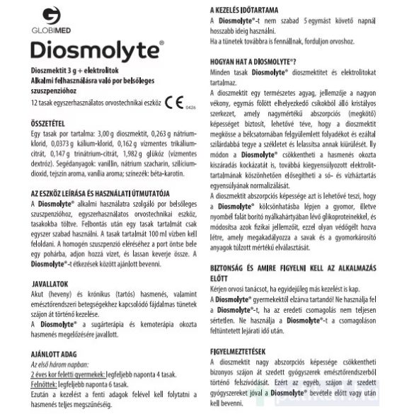 Diosmolyte por belsőleges szuszpenzióhoz 12x