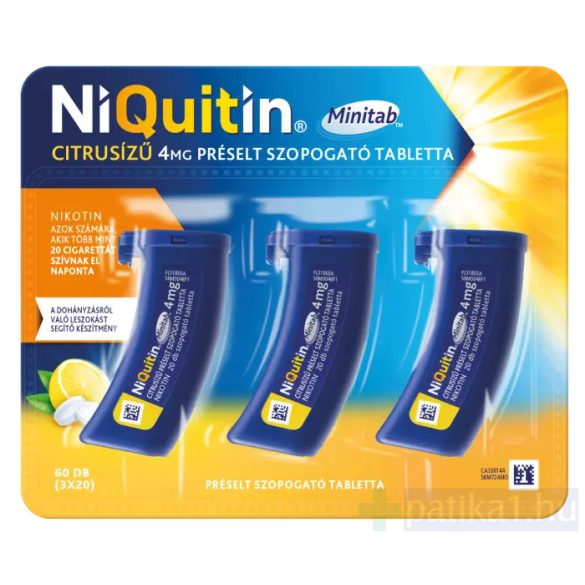 Niquitin Minitab citrusízű 4 mg préselt szopogató tabletta 3x20x 