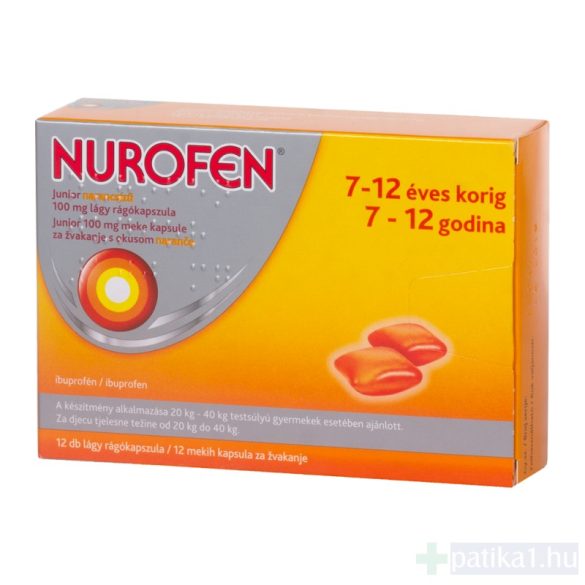 Nurofen Junior narancs ízű 100 mg lágy rágókapszula 12 db