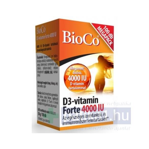 BioCo D3-vitamin Forte 4000 IU Megapack 100x tabletta