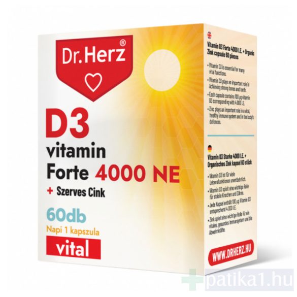Dr. Herz D3 vitamin Forte 4000 NE + szerves cink kapszula 60x