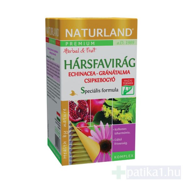 Naturland Prémium Hársfa Echinacea Gránátalma csipkebogyó filteres teakeverék 20x2g