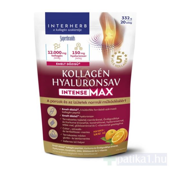 Interherb Intense MAX kollagén hyaluronsav italpor NARANCS 340 g