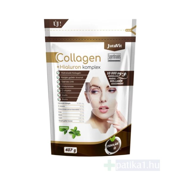 JutaVit Collagen + Hialuron Komplex 407 g kollagén italpor – Csoki ízben