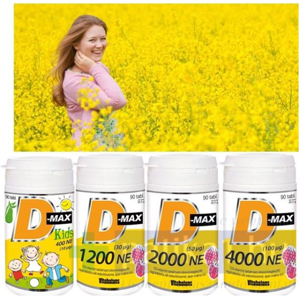 Vitabalans D-Max Kids D3-vitamin 400 NE rágótabletta 90 db