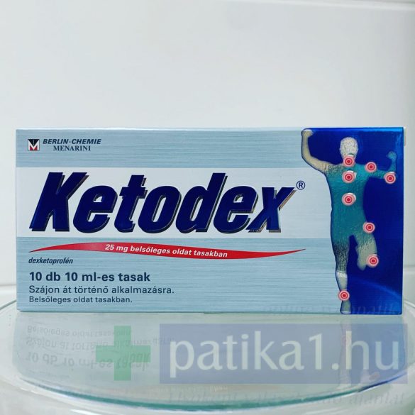 Ketodex 25 mg belsőleges oldat tasakokban adagolva 10x10 ml - felnőtteknek! 10x