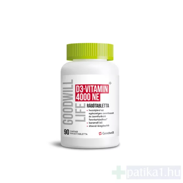 Goodwill Life D3-Vitamin 4000 NE rágótabletta 90x