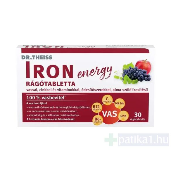 Dr. Theiss Iron Energy rágótabletta 30x alma-szőlő