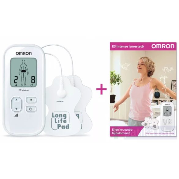 OMRON E3 Premium Intense izom- és idegstimulátor E3 Tens készülék + füzet + 1 pár tapadópárna  