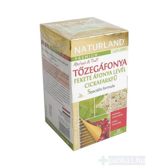 Naturland Prémium Tőzegáfonya Feketeáfonya Cickafark tea filteres 20x1,2g