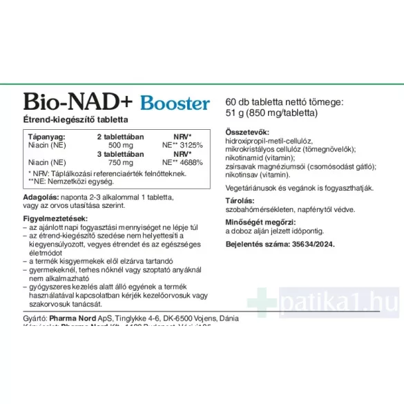 Bio-NAD+ Booster tabletta PharmaNord 60x