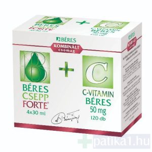 Béres Csepp Forte belsőleges oldatos cseppek 4x30 ml + C-vitamin 50 mg 120 db Kombinált csomag