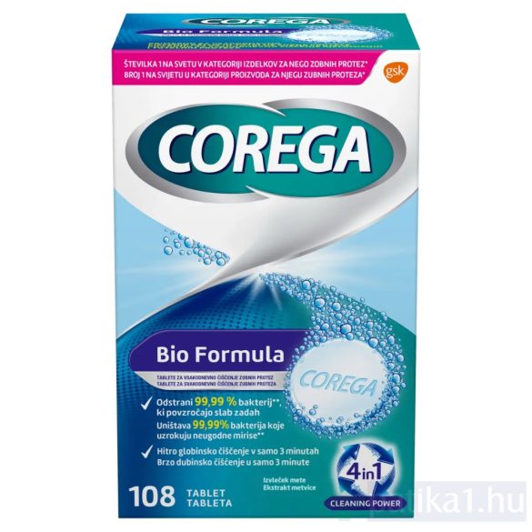 Corega Bio Formula Műfogsortisztító Tabletta 108x