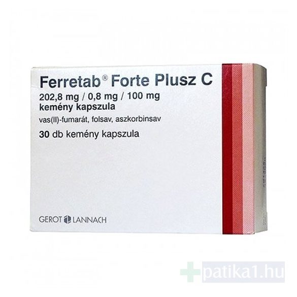 Ferretab Forte plusz C 202,8 mg/0,8mg/100mg kapszula 30 db