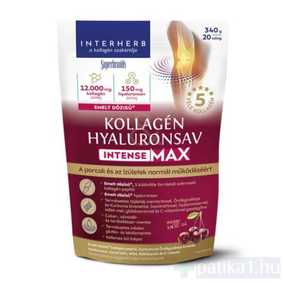 Interherb Intense MAX kollagén hyaluronsav italpor MEGGY 340 g