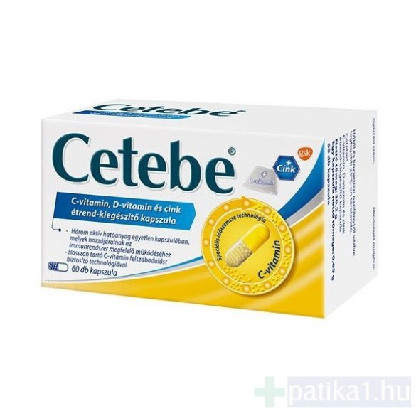Cetebe Immuntrio C-vitamin + Cink + D-vitamin kapszula 60x