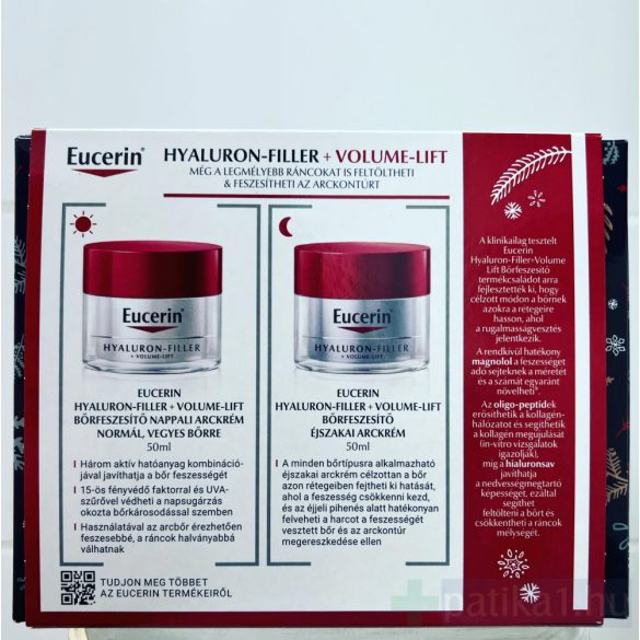 Eucerin Hyaluron Filler Volume Lift normál bőrre nappali + éjszakai 50ml + 50ml csomag 2022