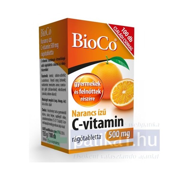 BioCo C-vitamin 500 mg rágótabletta narancs 100x